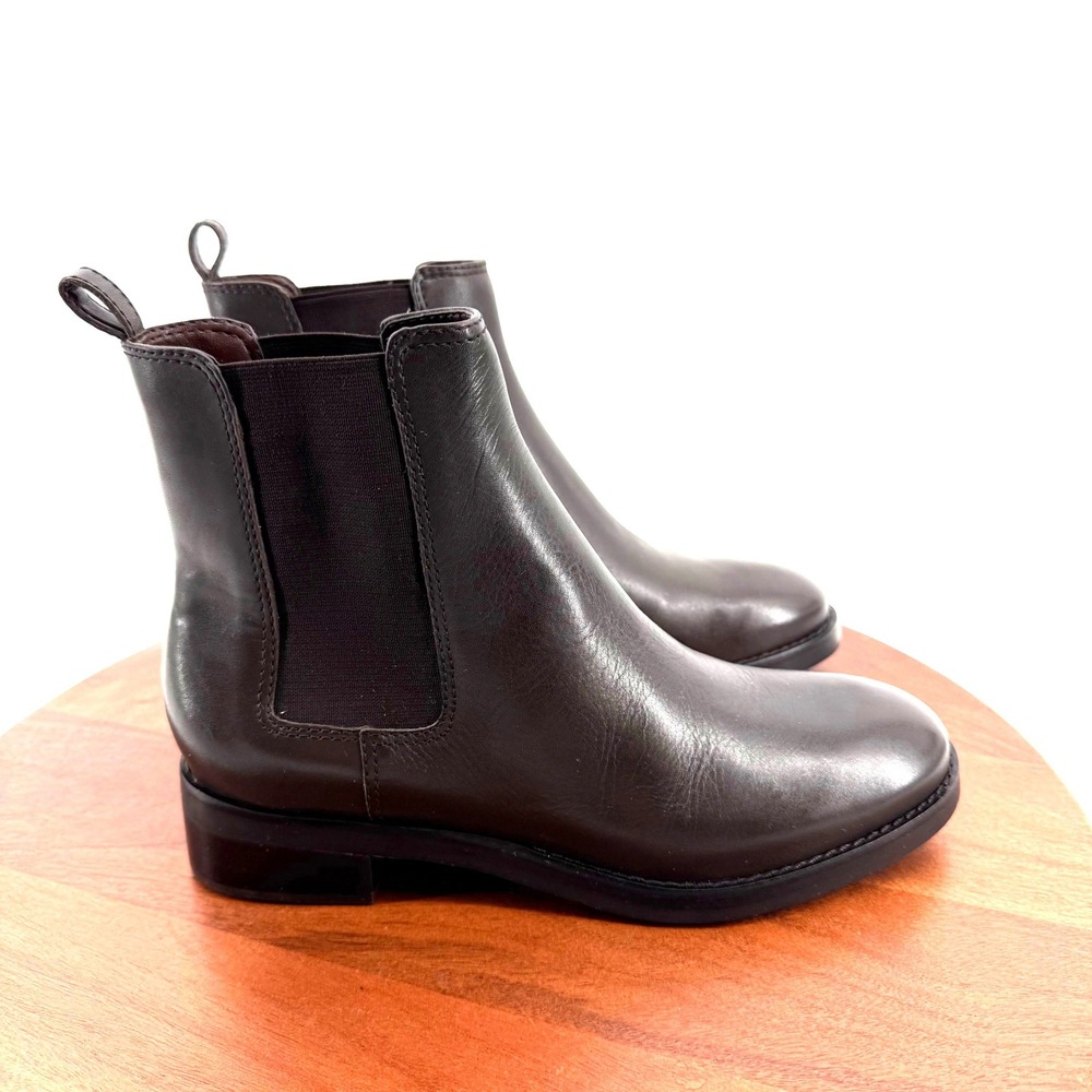 Talbots Leather Chelsea Boots Dark Brown Elastic Gore Made in Brazil Women 9.5M